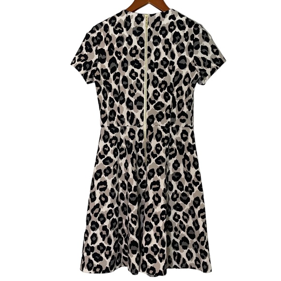 Eliza J Leopard Print Short Sleeve Fit & Flare Mini Dress Size 4 Tan Black - Picture 2 of 11
